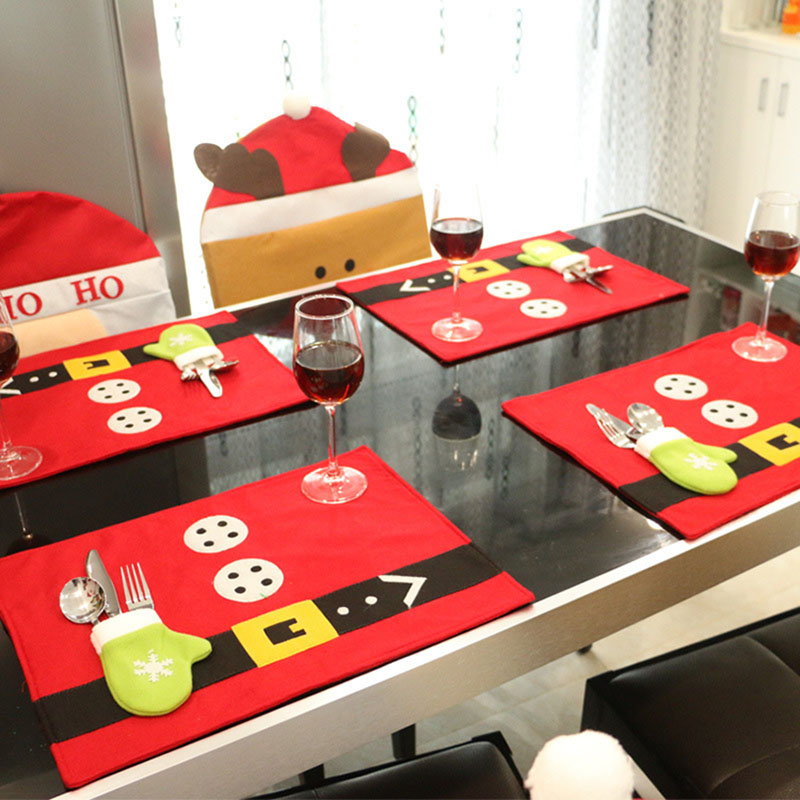 

Christmas Table Mat Kitchen Ornaments Placemats Cutlery Fork Knife Decorations For Home Restaurant Hotel Party XD21230