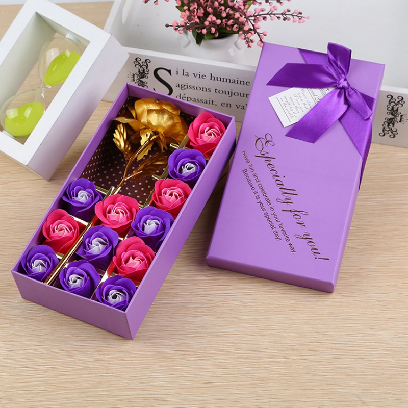

Artificial Gold Foil Rose Gift Box Perpetual Soap Flower for Lady Valentine's Day Gift Box Wedding Birthday Rose Decoration