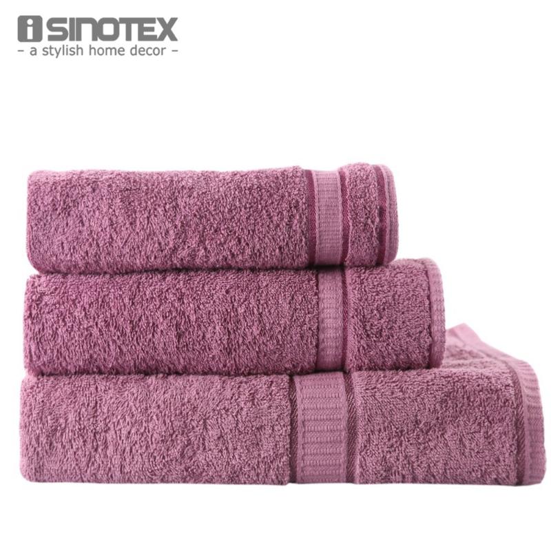 

3 PCS/lot Towel Set 100% Cotton Solid Purple Plain Dyed Satin Towel Family Home Strong Absorption Great Softness Free Shipping, Green