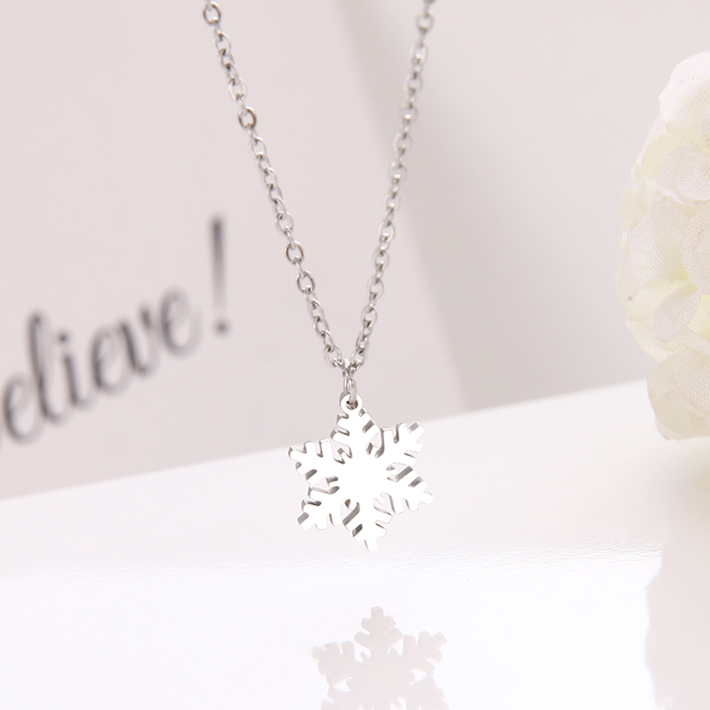 

Popular Jewelry Gift Stainless Steel Necklace For Women Lover's Snowflake Choker Chain Pendant Gold Necklaces Engagement Jewelry Women