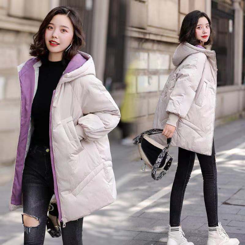 

New Arrival Fashion Women Hooded Warm Coat Ladies Solid Thicken Cotton Pockets Two-color Casual Jackets Female Winter Plus size, Black