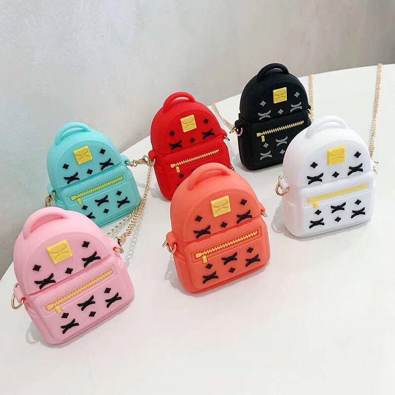 

Newest Lovely Backpack 3D Silicone Case Waterproof with Strap for Apple AirPods 1/2/3 6 Colors Optional Airpods Pro Cover