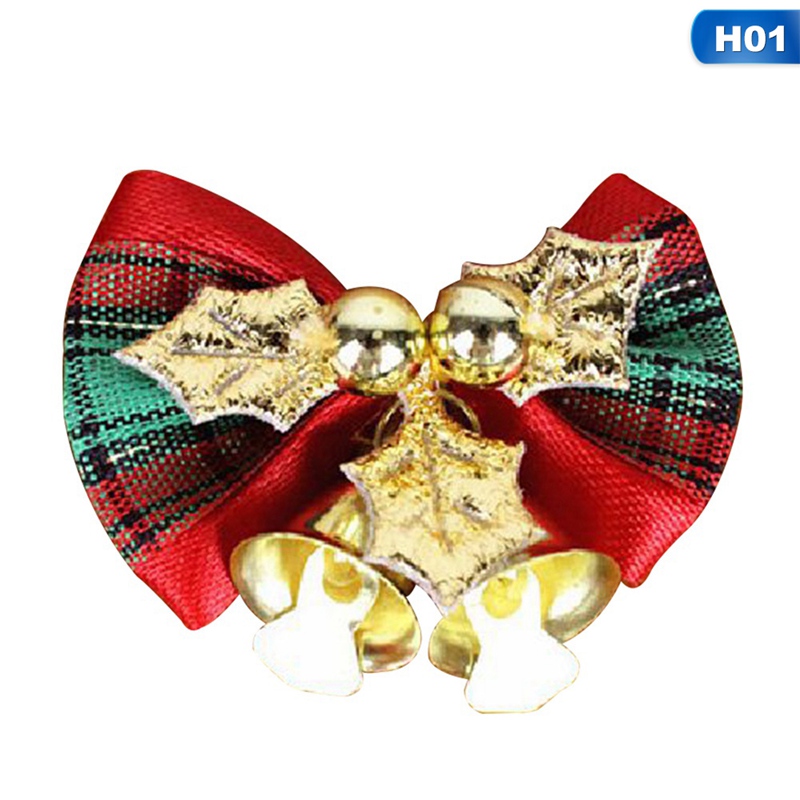 

10pcs Mini Cute Bow Christmas Tree Decoration Hanging Ornament Xmas Bowknot Pendant With Bells Christmas Decorations For Home