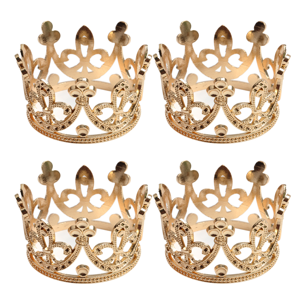 4pcs/Set Vintage Baroque Mini Flower Girls Crystal Rhinestone Crown Tiara Headdress Hair Accessories Gold