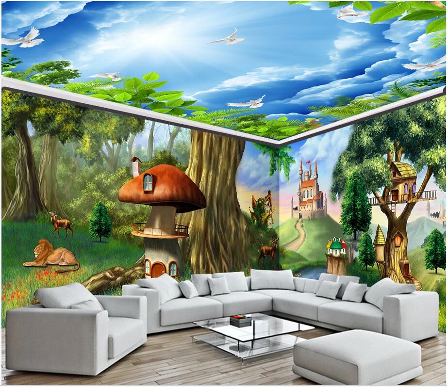 

3d photo wallpaper custom mural Fantasy fairy tale forest animal castle whole house background wall painting art 3d stickers home decoration, Non-woven wallpaper