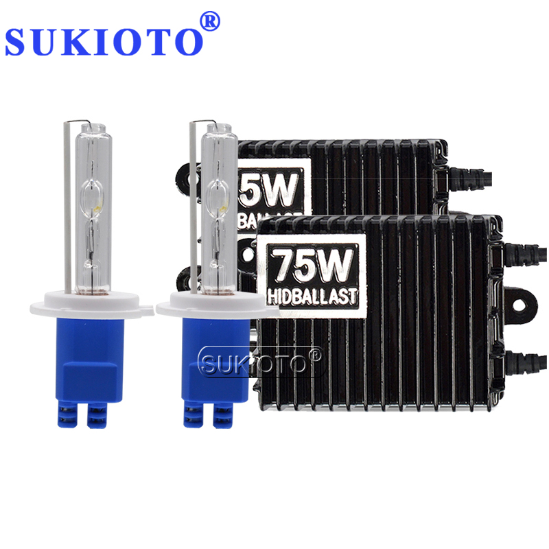 

SUKIOTO Car Headlight 75W HID Xenon Kit High Power 12V HID Ballast 75W Xenon H1 H3 H7 H11 HB3 HB4 D2H Bulb Kit 3000K-8000K