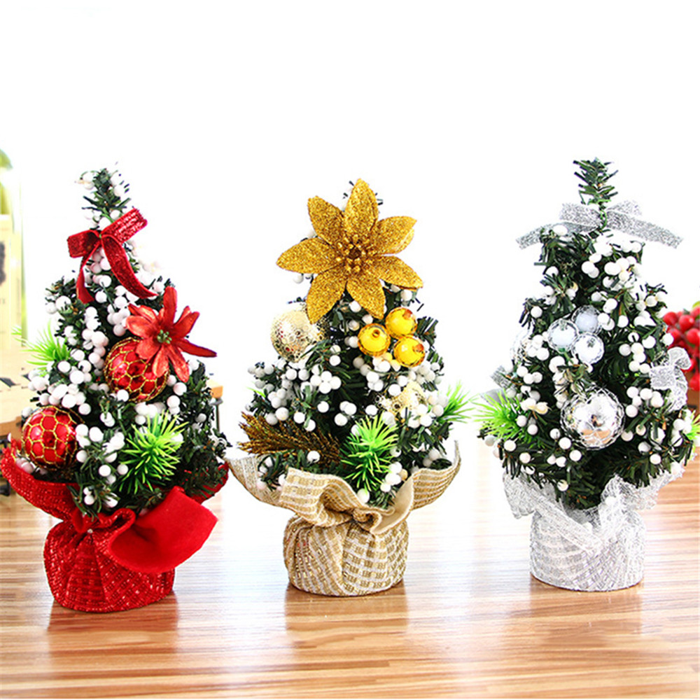 

2018 New Holiday Christmas Tree Flower Mini Desktop Table XmasTree Decoration Party Ornament for Indoor Home Office Kids Gifts