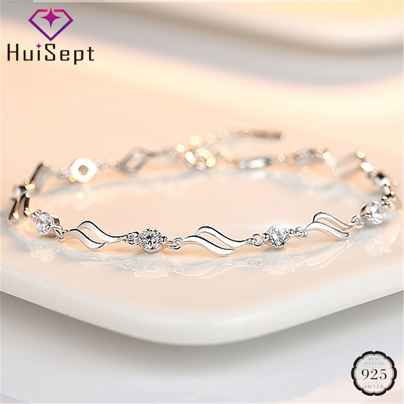 

Other Bracelets HuiSept Fashion Silver 925 Bracelet Jewelry With Zircon Gemstones Geometric Shape Ornament For Women Wedding Party