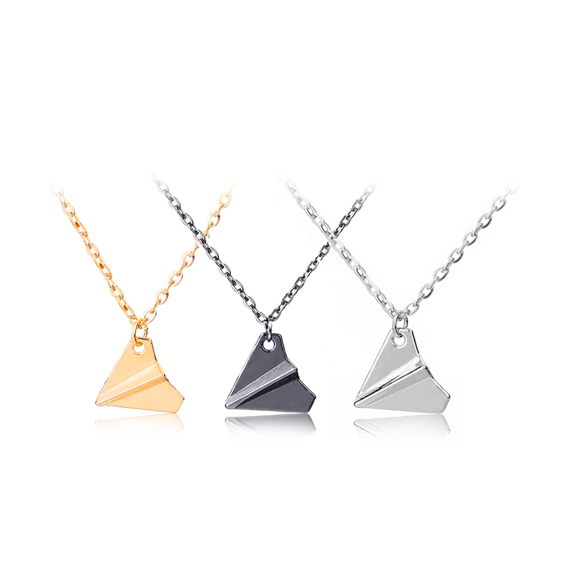 

Minimalist Tiny Paper Airplane Necklace Women Mini Paper Plane Aircraft Pendant Necklaces Link Chain Jewelry Collier Femme