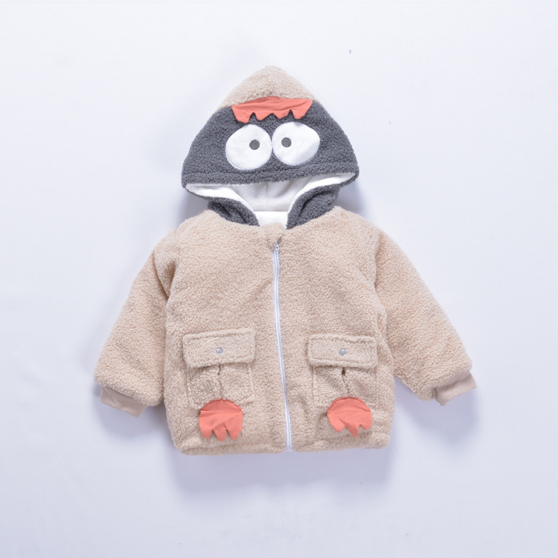 

winter new children's jacket casual hooded cashmere sweater plus cotton thickening, Yellow