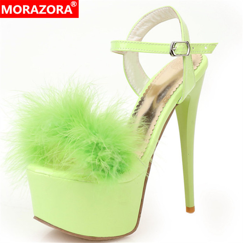 

MORAZORA 2020 European style women sandals sexy super high heels platform sandals summer party wedding shoes ladies prom shoes, Black