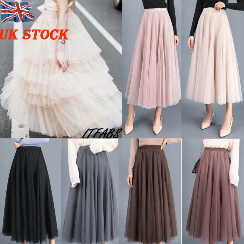 

Women Adult Tutu Tulle Skirt Underskirt Petticoat Wedding Princess Ballet Mesh High Waist Skirts, Beige