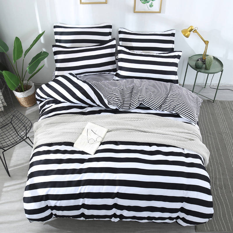 

Geometric Stripe Printed 4pcs Girl Boy Bed Cover Set Duvet Cover Adult Child Bed Sheet Pillowcase Comforter Bedding Set 61009, 2tj-61020-004