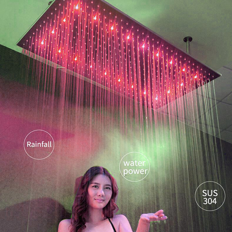 

High Flow 600x800mm Bath Shower Nozzle Sprinkler Sprayer Rectangular Head Shower Head Rainful Shower Head Showerhead LED