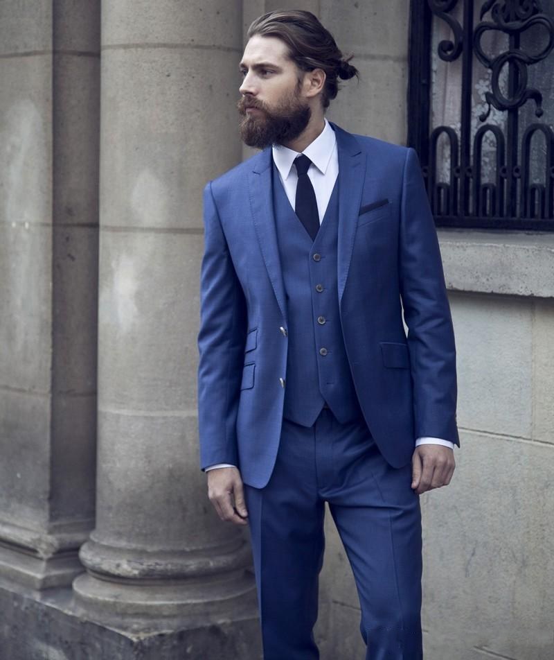 

Handsome Two Buttons Groomsmen Peak Lapel Groom Tuxedos Men Suits Wedding/Prom/Dinner Best Man Blazer(Jacket+Pants+Tie+Vest) A551, Same as image