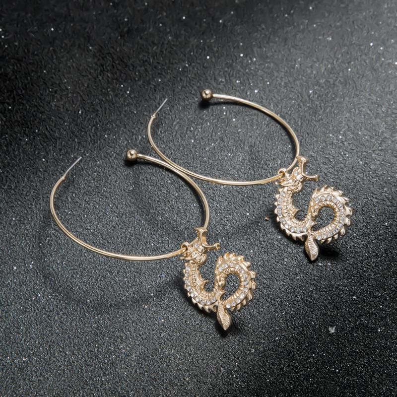 

Hoop & Huggie 2021 Fashion Snake Big Earrings Dragon European Animal Jewelry For Women Classic Statement Girls Party Gifts