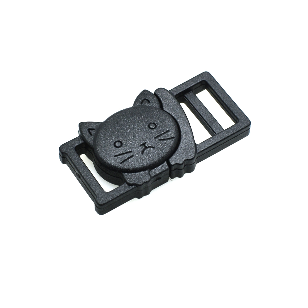 

50pcs/lot 3/8" Cat-Head Plastic Black Safty Breakaway Buckles For Cat Collar Paracord Webbing Garment Accessories