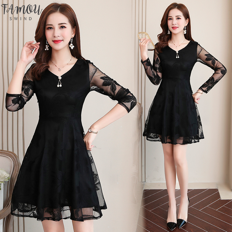 

Summer Women's Lace Black V-neck Long Sleeve Mini Dress 2020 Bohemian Fashion Elegant High Waist Sexy Club Party Dress Vestidos, Blue