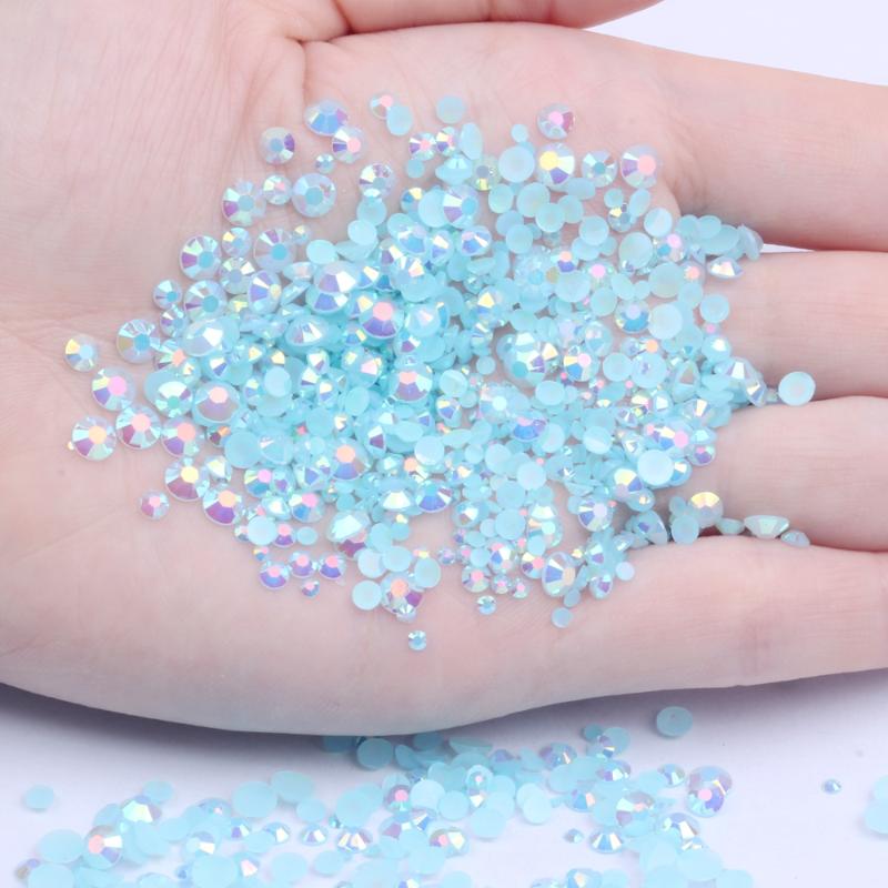 

Resin Rhinestones Light Blue AB 1000pcs 2-5mm Imitation Facets Non Hotfix Glue On Diamonds Stones DIY Fabric Garments Decoration