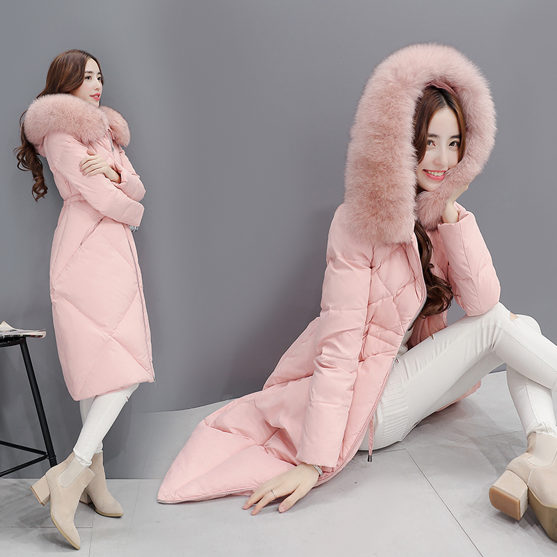 

New 2020 Winter Jacket Women Hood Black Down Coat Thickening Long Super Warm Faux Fur Windbreaker Female Outwear LX1000