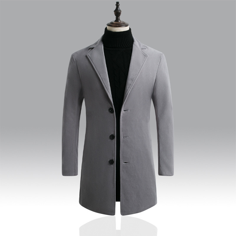 

2020 Men Wool Blends Coats Autumn Winter New Solid Color High Quality Men's Wool Jacket Luxurious Brand Clothing, Blue