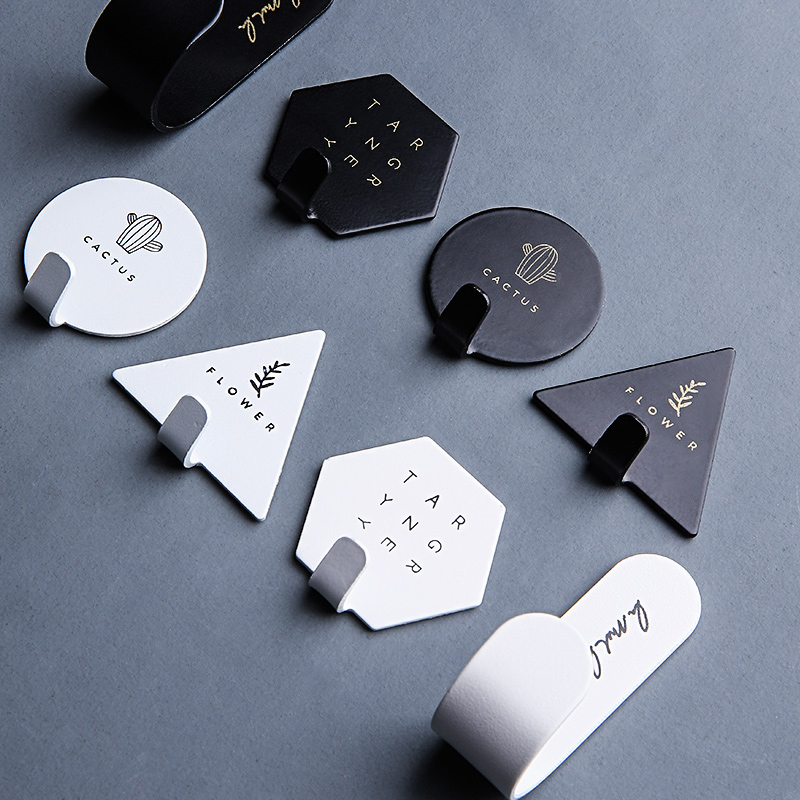 

4pcs/set Geometric Wall Hook Nordic Key Hook Holder Self-adhesive Coat Hanger Rack Kitchen Bathroom Organizer Home Decoration