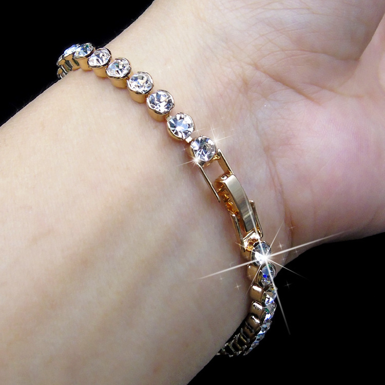 Korea Style All Match Fashion Beautiful Ladies Friendship Bracelet Gold and Silver Plated Crystal Bracelet for Sale-image-434545166