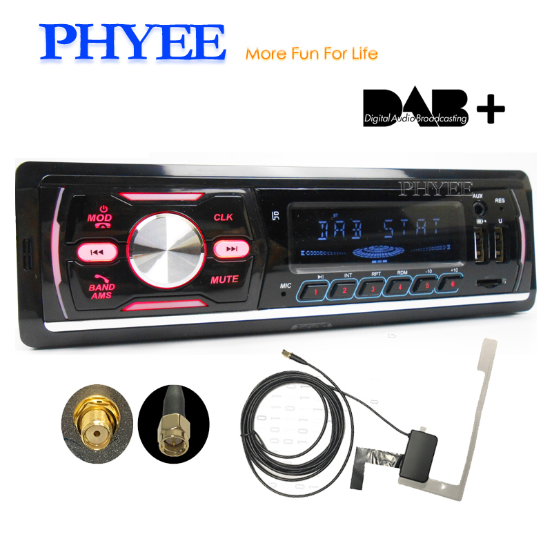 

DAB Car Radio 1 Din Bluetooth Handsfree A2DP RDS FM AM TF USB 7 Color Lighting ISO Stereo System MP3 Player Head Unit PHYEE M4