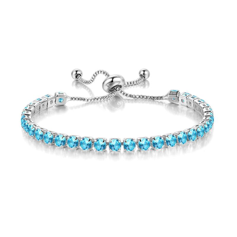 

ZHOUYANG Bracelet For Women Handy Adjustable 4 Mosaic 4mm Blue Cubic Zirconia Silver Color Fashion Jewelry H116