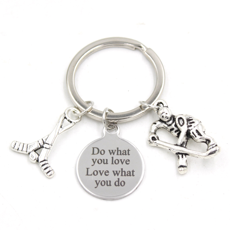 New Arrival Stainless Steel Key Chain Key Ring Sport Ice Hockey Key Chain Keyring Hockey Lover Gifts for Men Women Jewelry