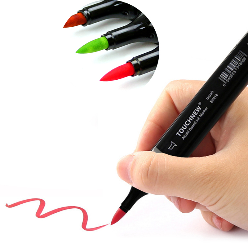 

TOUCHNEW 1pcs soft Brush Markers Oily Alcohol Based Sketch Dual Head Markers pen For Drawing Manga Art Supplies Pens