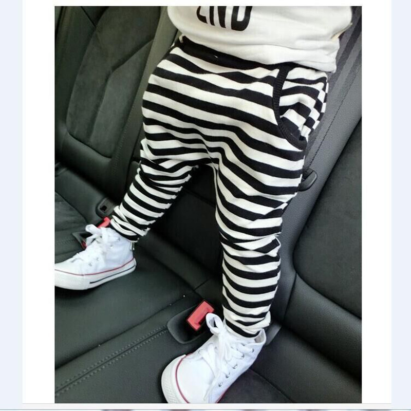 

Hot sale size90~130 cotton children harem pants for baby girls trousers boys pants stripe 2019