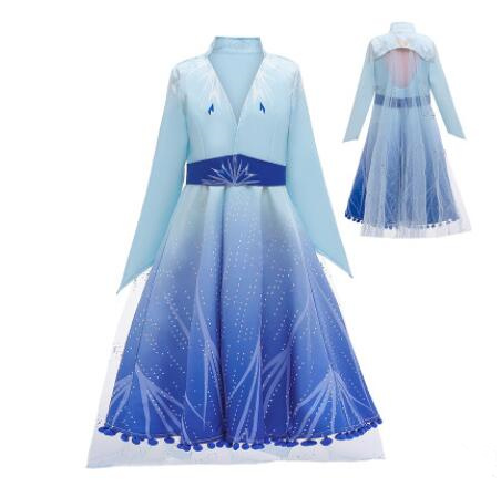 

2020 Girl Snow queen 2 II Snow Queen Princess Dress Coat Baby Snowflake Costume Party Cosplay Fancy Dresses Coat MF 004, As picture