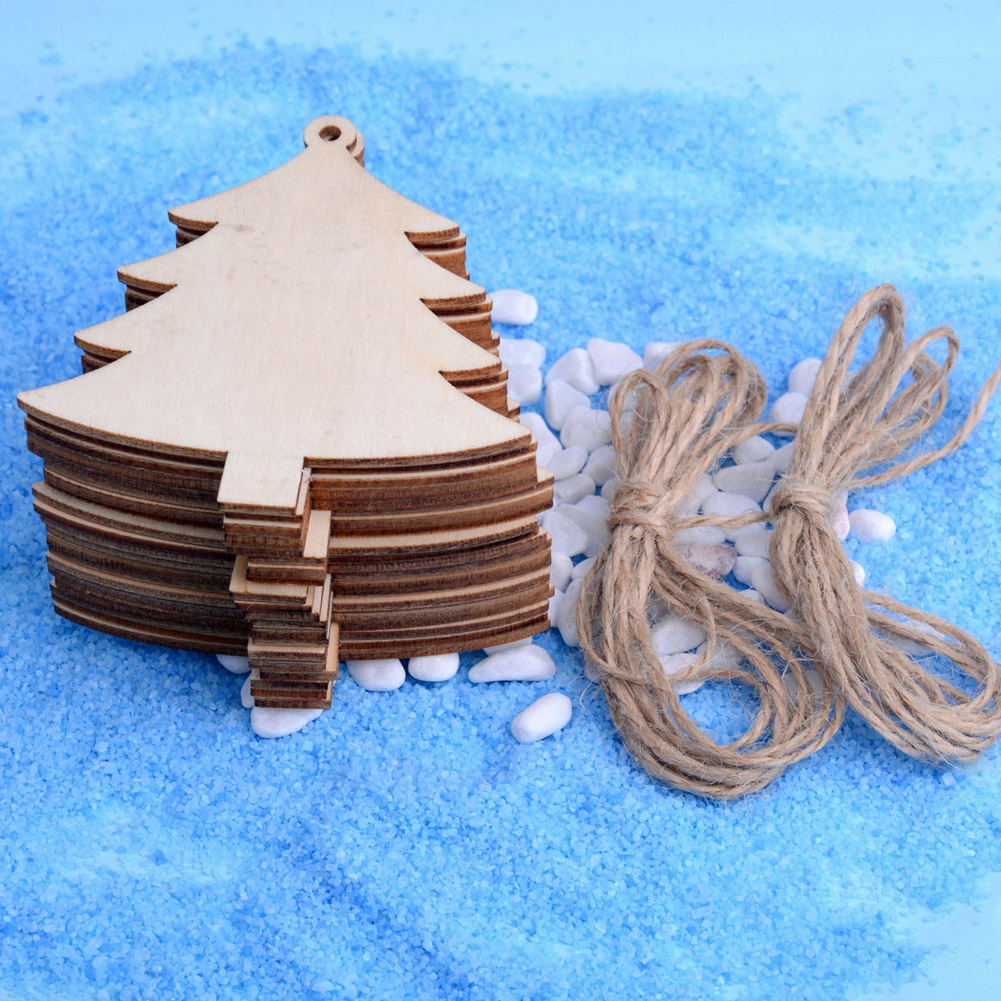 

Christmas Tree Wooden Blank Painting Craft Hanging Home Xmas Decor Supplies AIA99