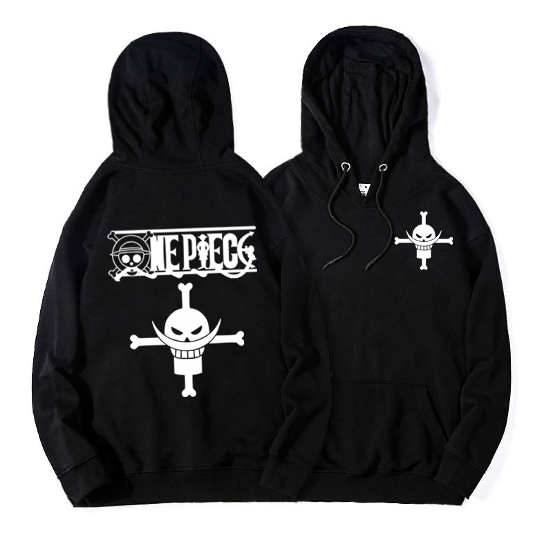 

One Piece Hoodie Pullover Harajuku Sweatshirt Men Hooded Fleece Tops Ladies Cotton Streetwear Anime Print Winter Clothing, Black