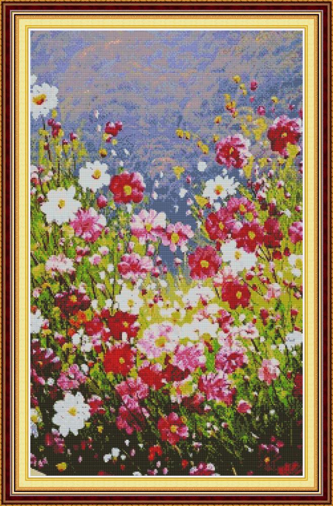 Cross Stitch Poppy Sunflower Vase Basket Embroidery Needle Set Counted 11CT 14CT