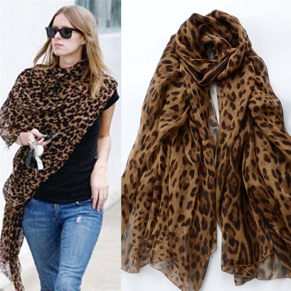 

Long Leopard Shawl Scarf 160*70cm Chiffon U Shaped Leopard Pring Autumn Scarf Wrap Printed Scarves Hot Cny1532