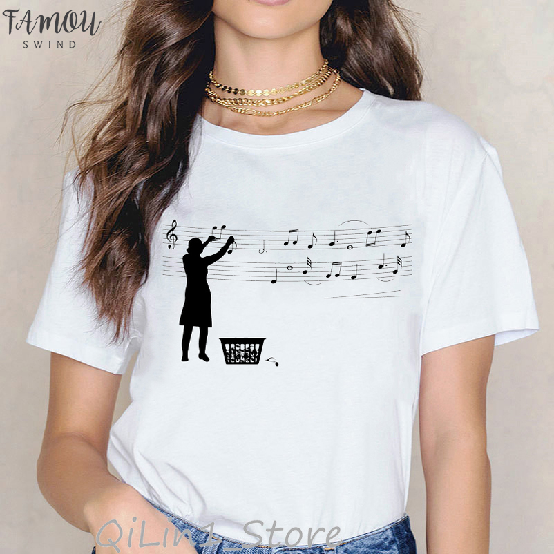 

Novelty Music Note Black Cat Animal Print Tshirt Women Harajuku Kawaii Clothes Summer Top Female T Shirt Tumblr Graphic Tees, 110801
