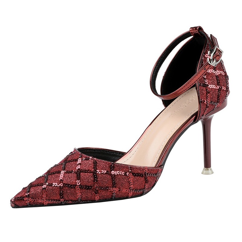 

Shoes Female Women Heels Sandals Pointed Shallow Mouth High-heeled Shoes with Thin Heel Banquet Sandals LSJ-6719-10, Red