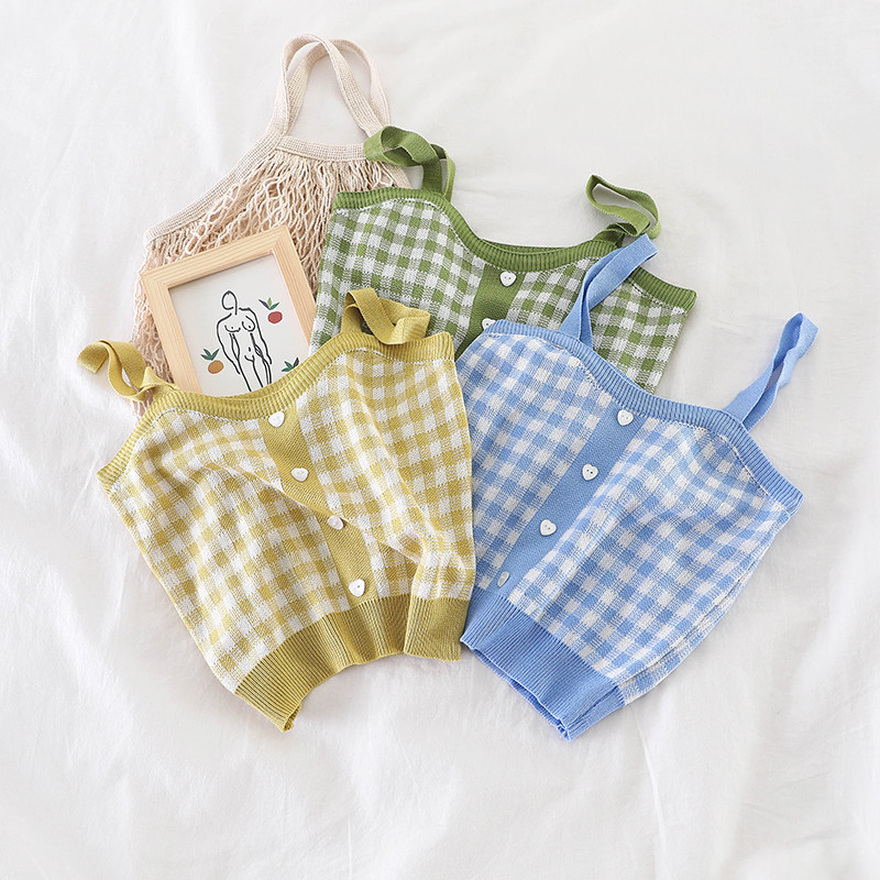 

2020 New Women Summer Style Camis Sexy All Match Plaid Camis Female Candy Colors Sleeveless Tank Bottoming Vest Short Tops A1804, Black