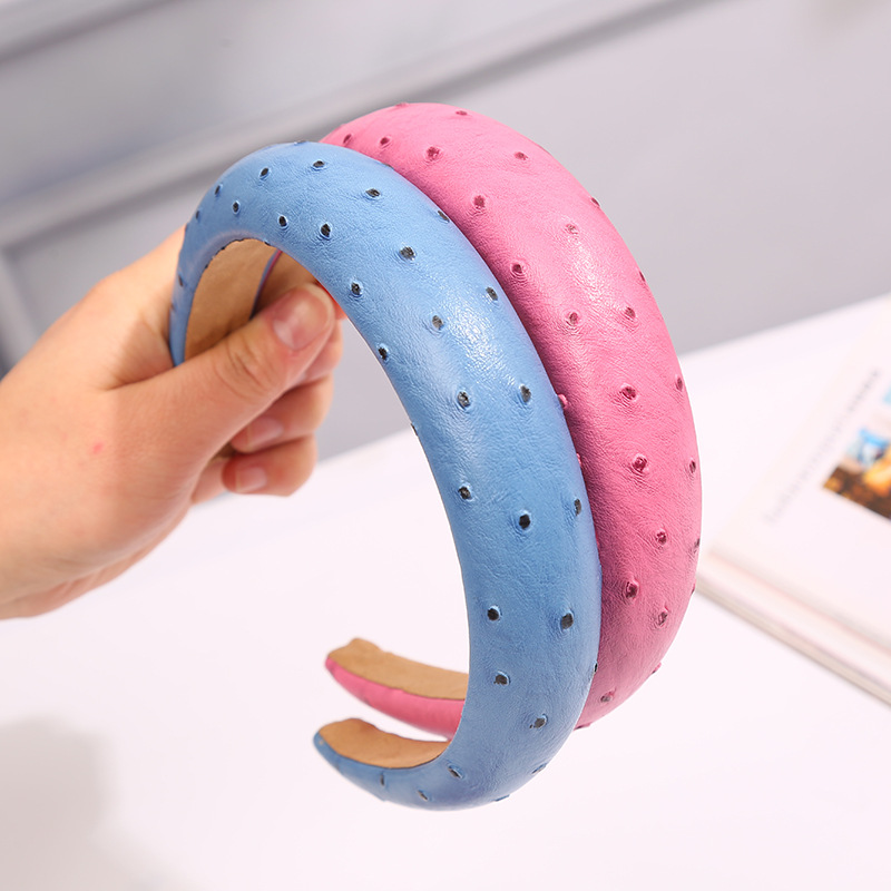 

Candy Colors Leather Headbands for Hair Women Europe Girls Sponge Hairband Bezel Hair Hoop Fashion Accessories
