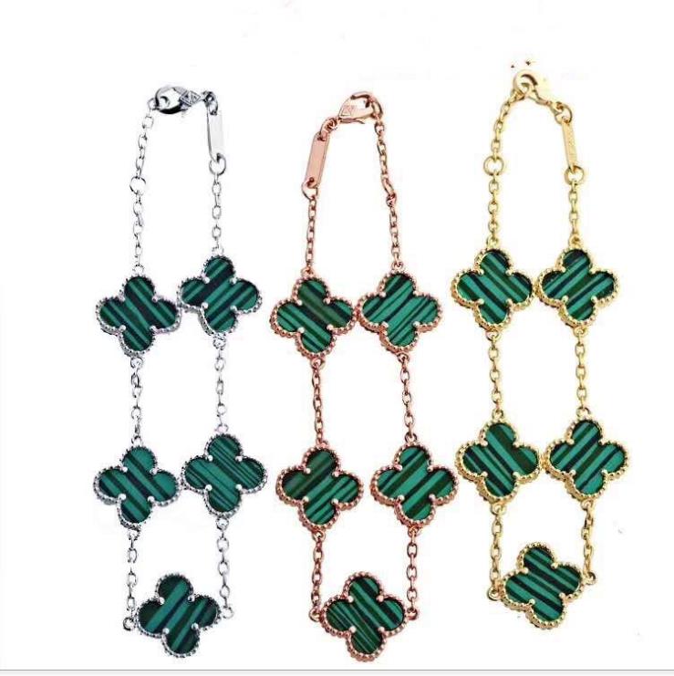 

Titanium steel bracelet shell RUBY EMERALD lady Bracelet 18K gold chain