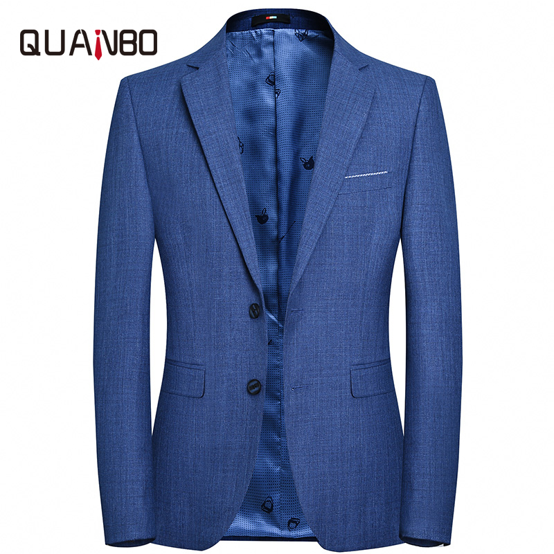 

QUANBO Spring Autumn New Arrival Mens Casual Suit Solid Color Simple Youth Korean version Slim Blazers Blue Fashion Coats 81720
