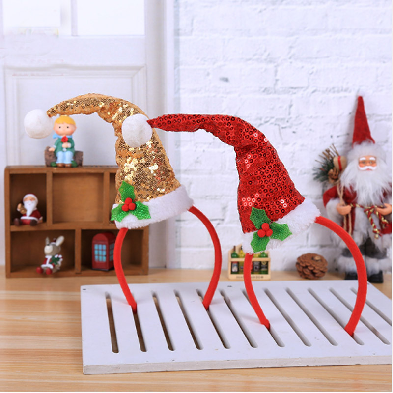 

2pcs Sparkle Christmas Hat Headband Hairpin Holiday Hairbands Headwear Accessories Performance party Cosplay Masquerade Hairband
