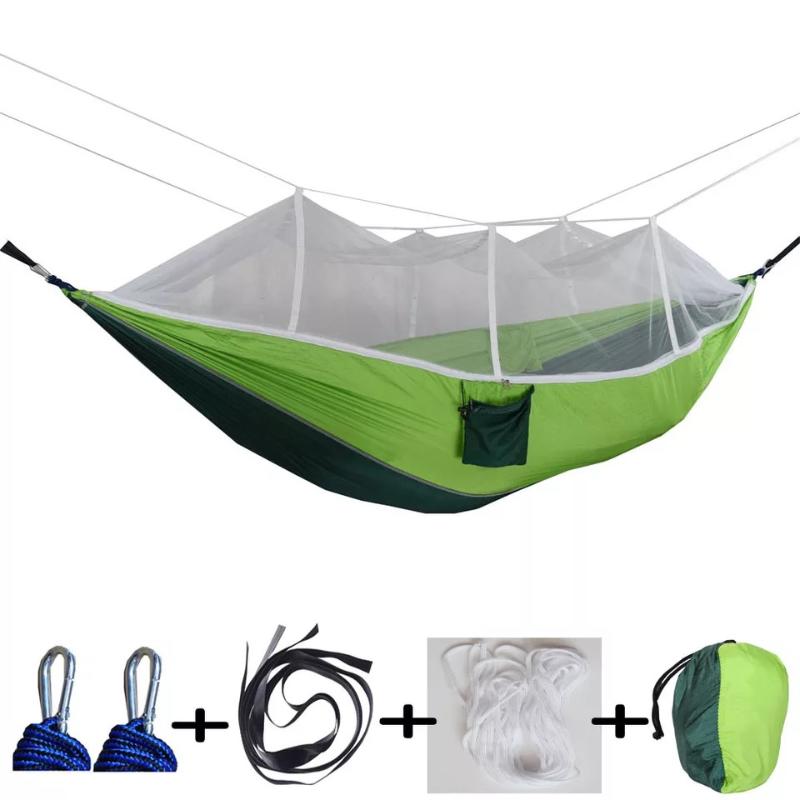 

Outdoor parachute cloth widening indoor dormitory double swing multicolor silk spinning hammock with mosquito net