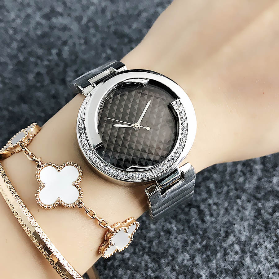 

Brand quartz Watch for Women Girl crystal style metal steel band wrist Watches G31, Rose gold white