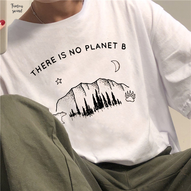 

There Is T Shirt No Planet Letter Bear Polyester Print Summer Casual B Chic Harajuku O Neck Womens Clothing, White