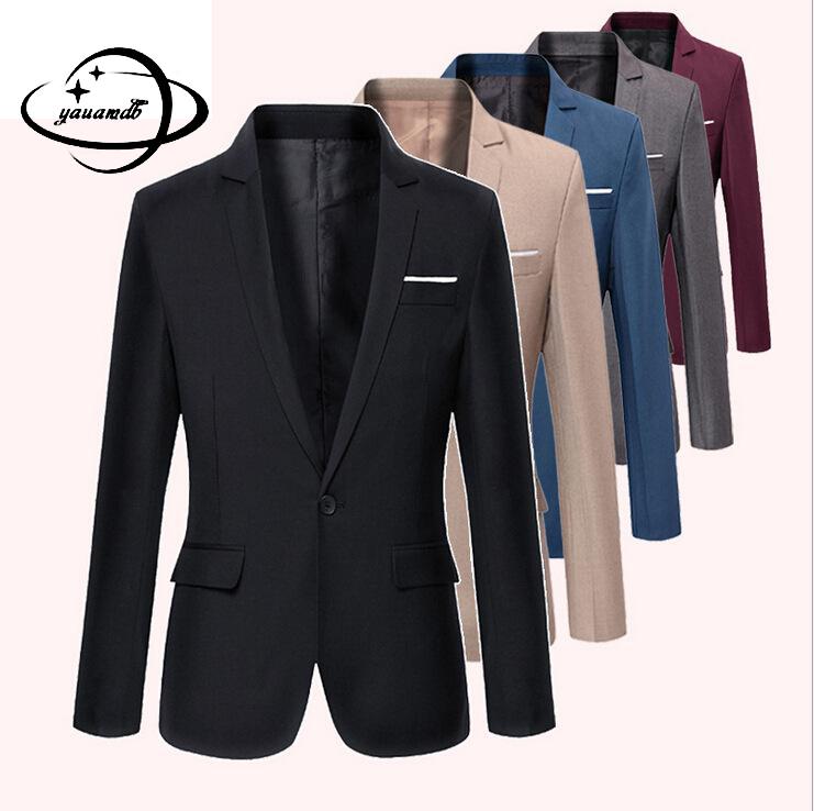 

4XL mens blazers coat spring autumn male suit jackets clothing Single Button solid color Slim man outerwear clothes k41, As picture