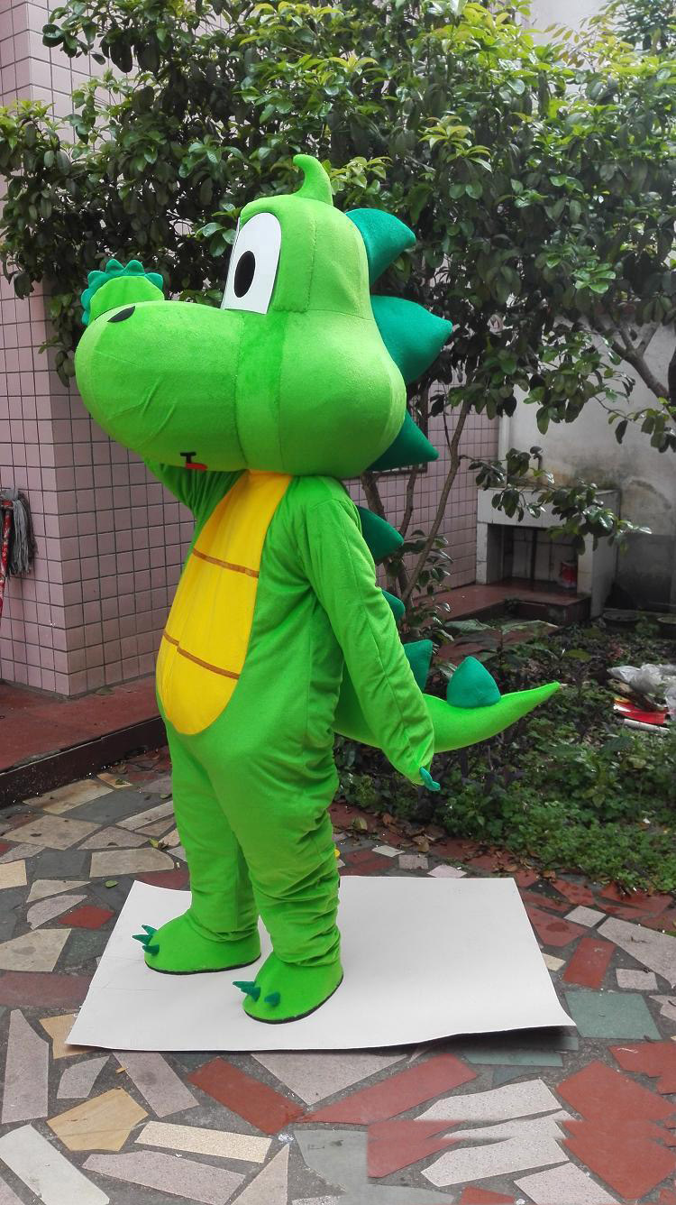 

2019 Factory sale Green dragon Dinosaur Mascot Costume Cartoon Clothing Adult Size Fancy Dress Party Free Shipping, As shown in figure