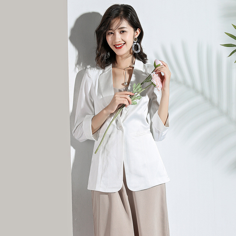 

Women' blazer Stylish Slim Temperament Women' Suit Blazer Acetate Satin Cropped Sleeve Casual Recommend, Black